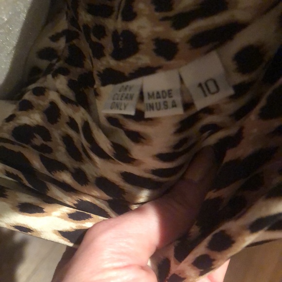 NWT Classic Kevan Hall Belted Leopard Pencil Dress in Raw Silk Sz 10 - Picture 7 of 7